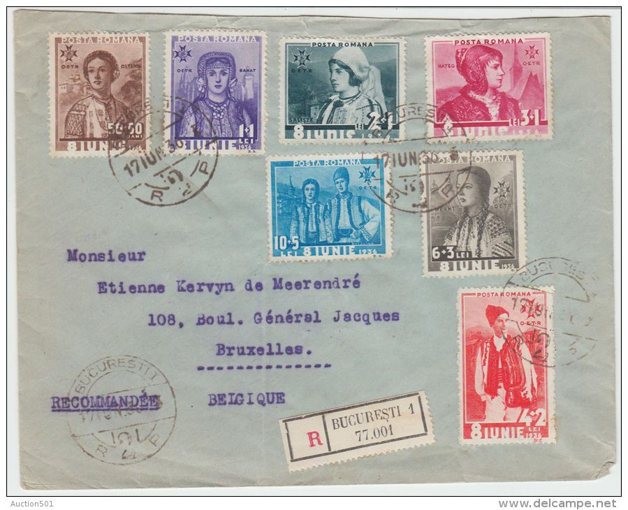 24250 Accession 6. Anniversary Folk Costumes 1936 Set On R-cover To Ixelles, Belgium - GF - Cartas & Documentos