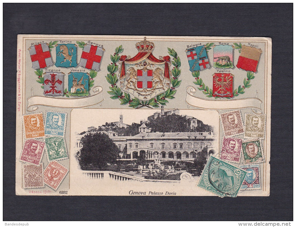 Italie - Genes - Genova - Palazzio Doria ( Belle Carte Gaufree Embossed Timbres Blasons Guggenheim & Co) - Genova