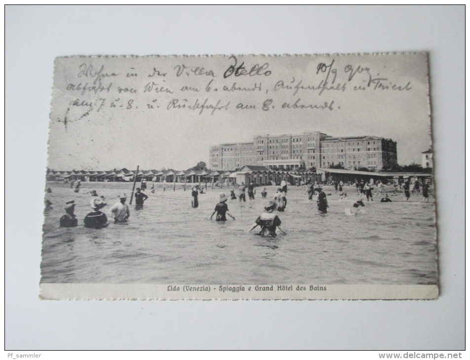 AK 1909 Italien. Lodo (Venezia) Spiaggia E Grand Hotel Des Bains. Frauen Baden In Kleidung!! Ed. F. IIi Garbisa - Venezia (Venice)