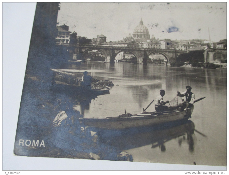 AK 1914. Italien. Echtfoto. Roma. Kleines Fischerboot. Kanal. - Brücken