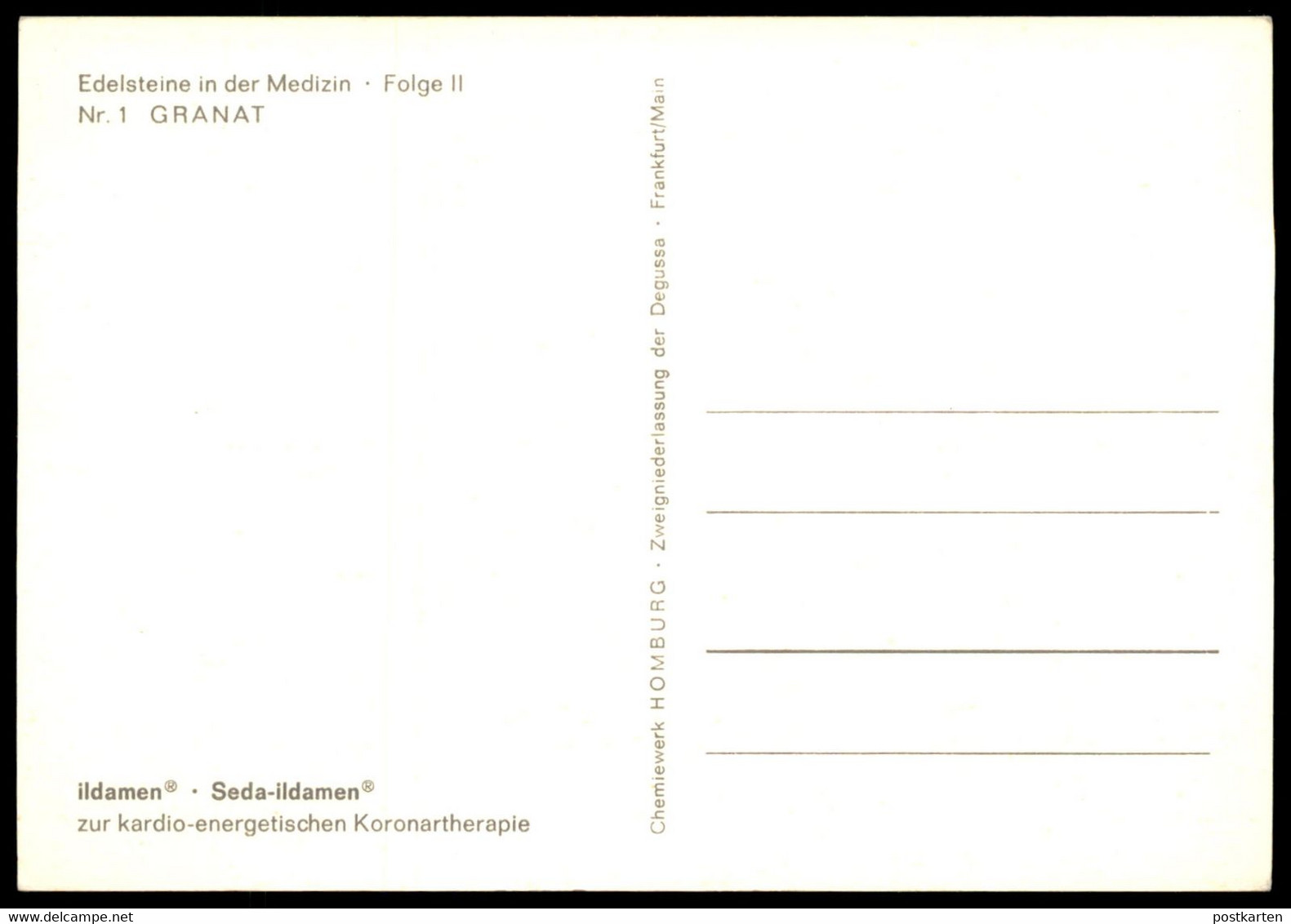 ÄLTERE POSTKARTE EDELSTEINE IN DER MEDIZIN GRANAT FOLGE II SEDA-ILDAMEN Edelstein Stein Coated Stone Gem Gemme Postcard - Health