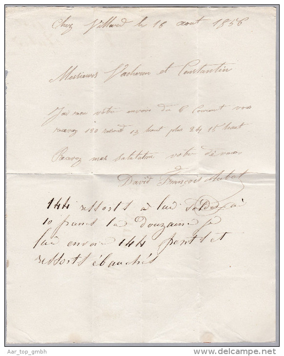 Heimat VD LE SENTIER Langstempel 1856-08-16 Vorphila Wertbrief 200 Francs - ...-1845 Prephilately