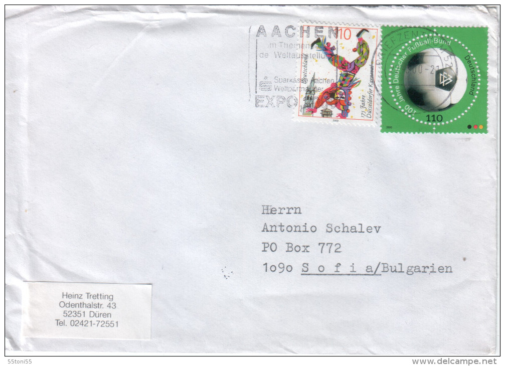 Cover Travel 2000 Germany - / BULGARIA ,Bulgarie (football-) - Storia Postale