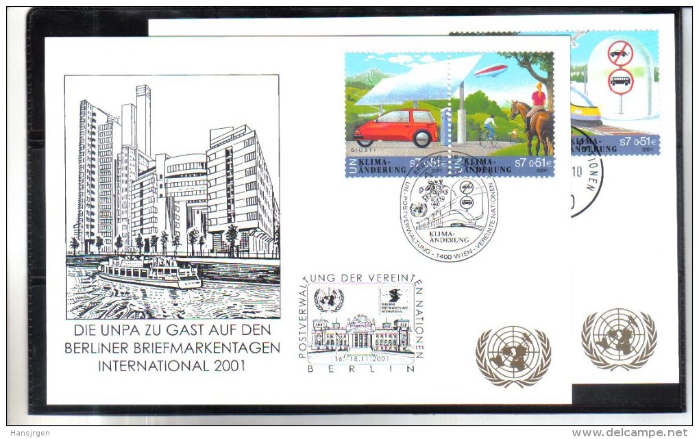 WIT406 UNO WIEN 2001  MICHL 346/49  Auf 2 STÜCK WEISSE KARTEN - White Cards - Sonstige & Ohne Zuordnung