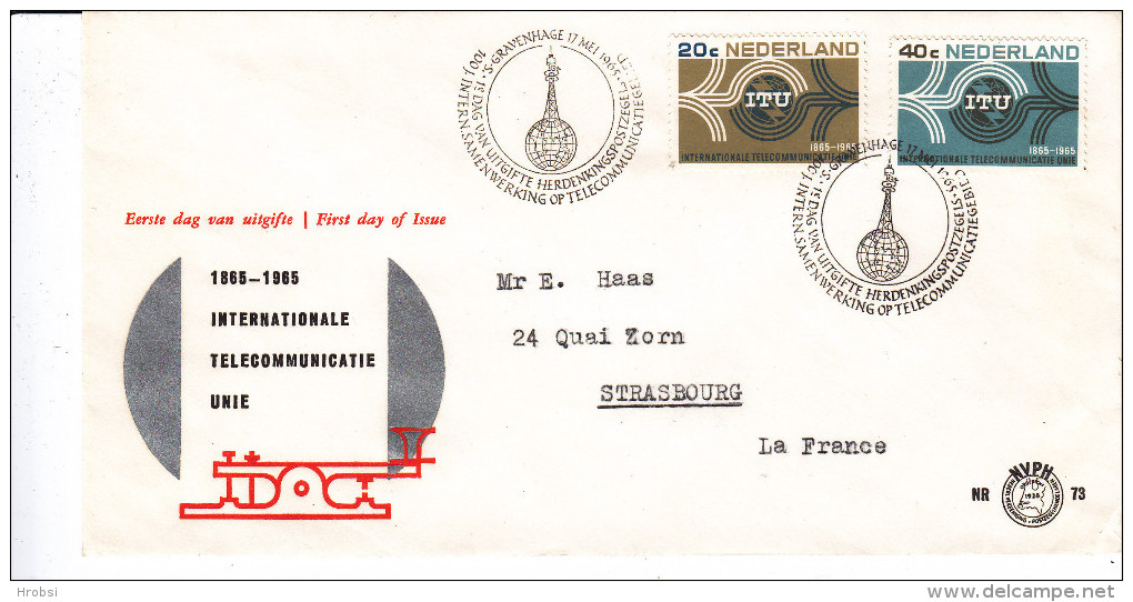 ITU, Télecommunications, Fdc Pais Bas, Nederland Yvert N 814/5, Date 1965 - OIT