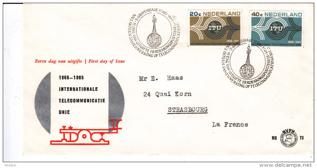 ITU, Télecommunications, Fdc Pais Bas, Nederland Yvert N 814/5, Date 1965 - ILO