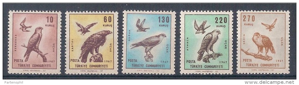 TURCHIA TURKEY - 1967 BIRDS UCCELLI RAPACI A52/A56 MNH - Unused Stamps