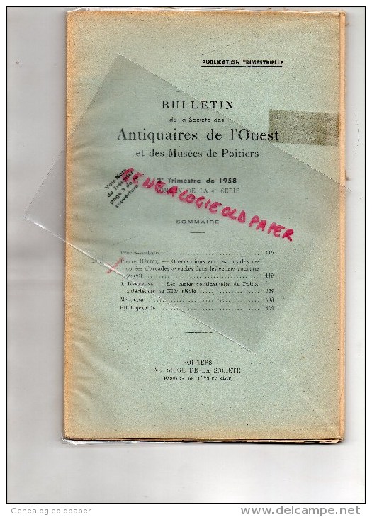 86 -  POITIERS- BULLETIN SOCIETE ANTIQUAIRES DE L'OUEST- 1960- J. DEHERGNE- GABRIEL DEBIEN- - Poitou-Charentes