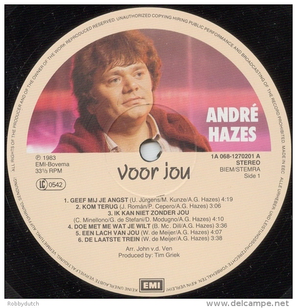 * LP *  ANDRE HAZES - VOOR JOU (Holland 1983) - Other - Dutch Music