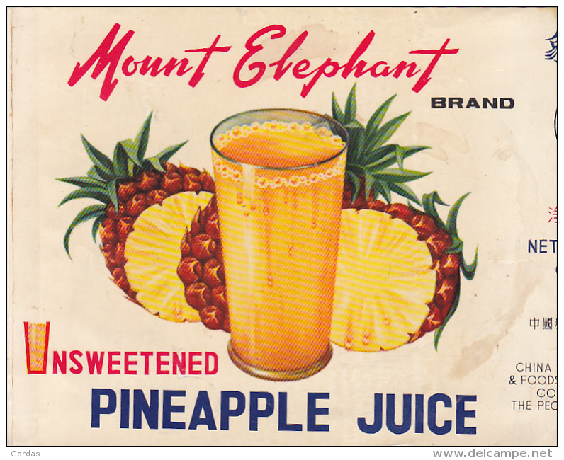 Pineapple Juice Label - Mount Elephant - Advertise - China - China