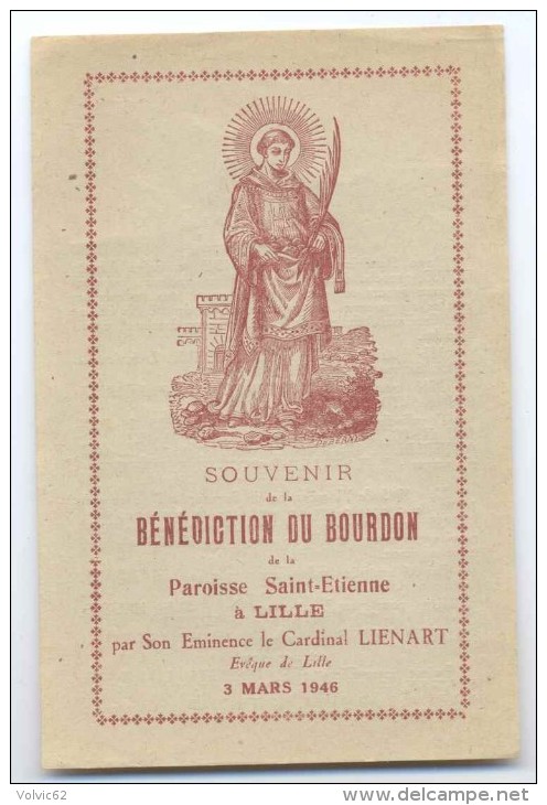 Carte Sur La Bénédiction Du Bourdon De La Paroisse St Etienne De Lille Cloche Scan Recto/ Verso - Imágenes Religiosas