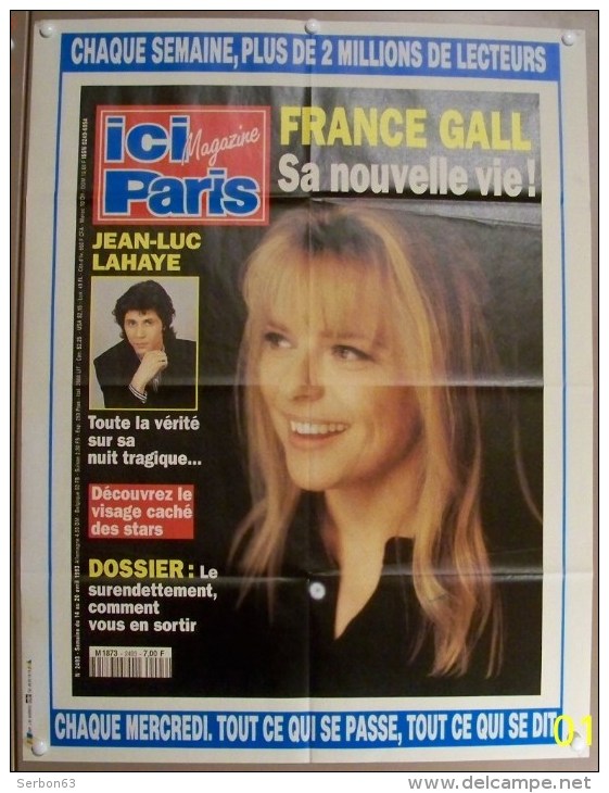 COLLECTIONNEZ LES AFFICHES PRESSE PUBLICITE ICI PARIS 57X75cm FRANCE GALL, JEAN LUC LAHAIE 20 AVRIL 1993 N° 2493 - Posters