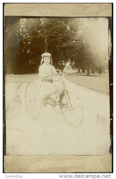 CYCLISME / VELO - PHOTO Collée Sur CPA D'un Enfant Sur Un Très Beau Tricycle! (au Dos : LANGEAIS) - Cyclisme