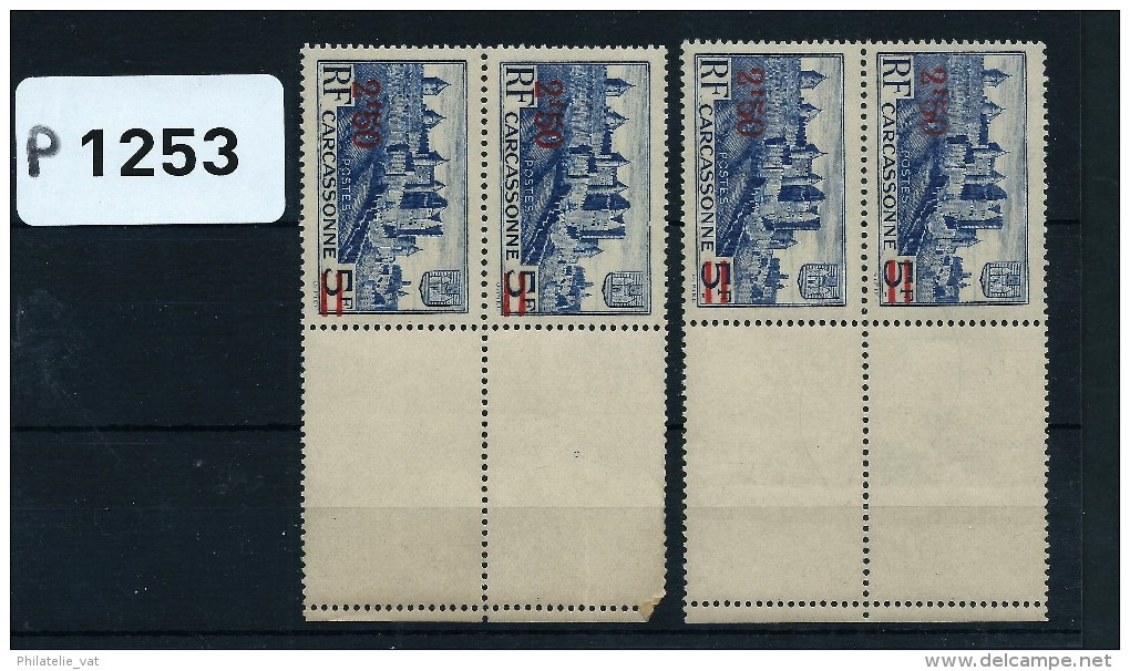 FRANCE - VARIETE N° 490 CARCASSONNE - 5 PLUS FIN + 5 NORMAL EN EXEMPLE - EN PAIRE NEUFS LUXES A VOIR - Unused Stamps