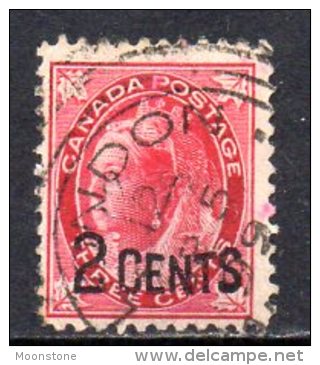 Canada QV 1899 2c On 3c Carmine Surcharge, Fine Used - Other & Unclassified