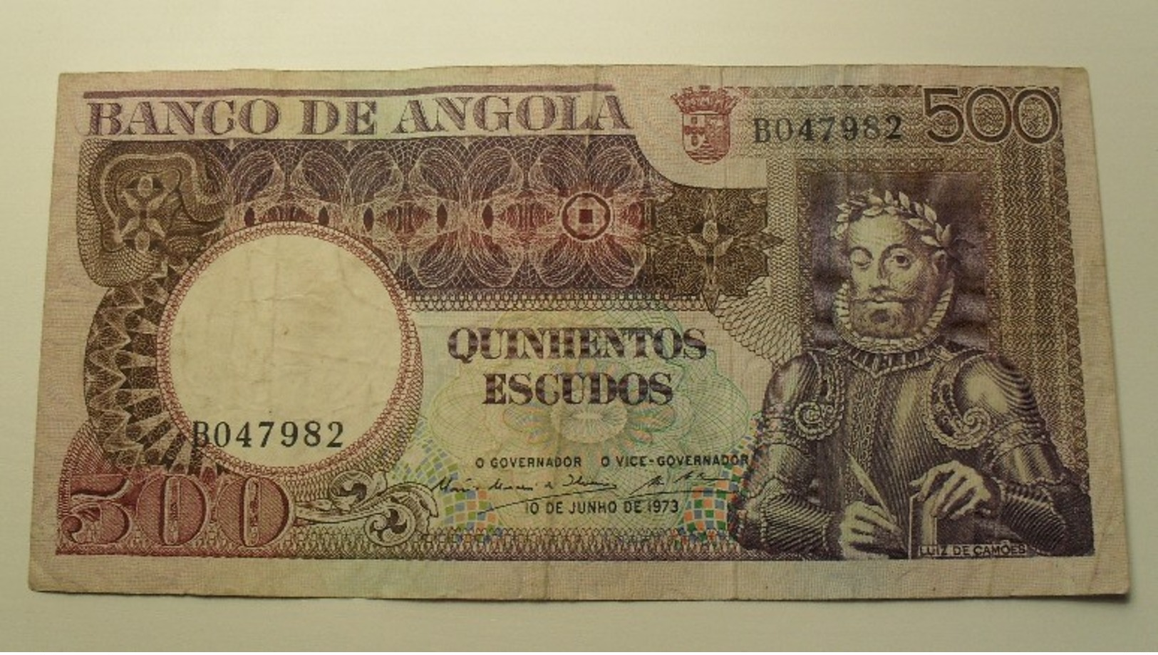 1973 - Angola - 500 ESCUDOS, 10 De Junho De 1973, BO47982 - Angola