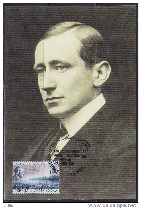 6594. Serbia And Montenegro (Yugoslavia), 2004, Guglielmo Marconi, CM - Cartoline Maximum