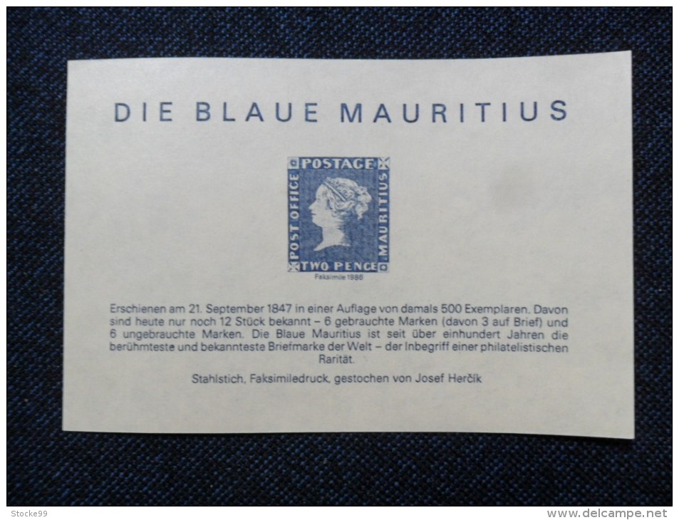Mauricio Blokc 1986      "DIE BLAUE MAURITIUS" - Mauricio (1968-...)