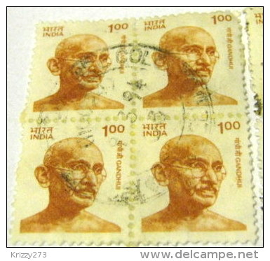 India 1991 Gandhi 1.00r X4 - Used - Used Stamps