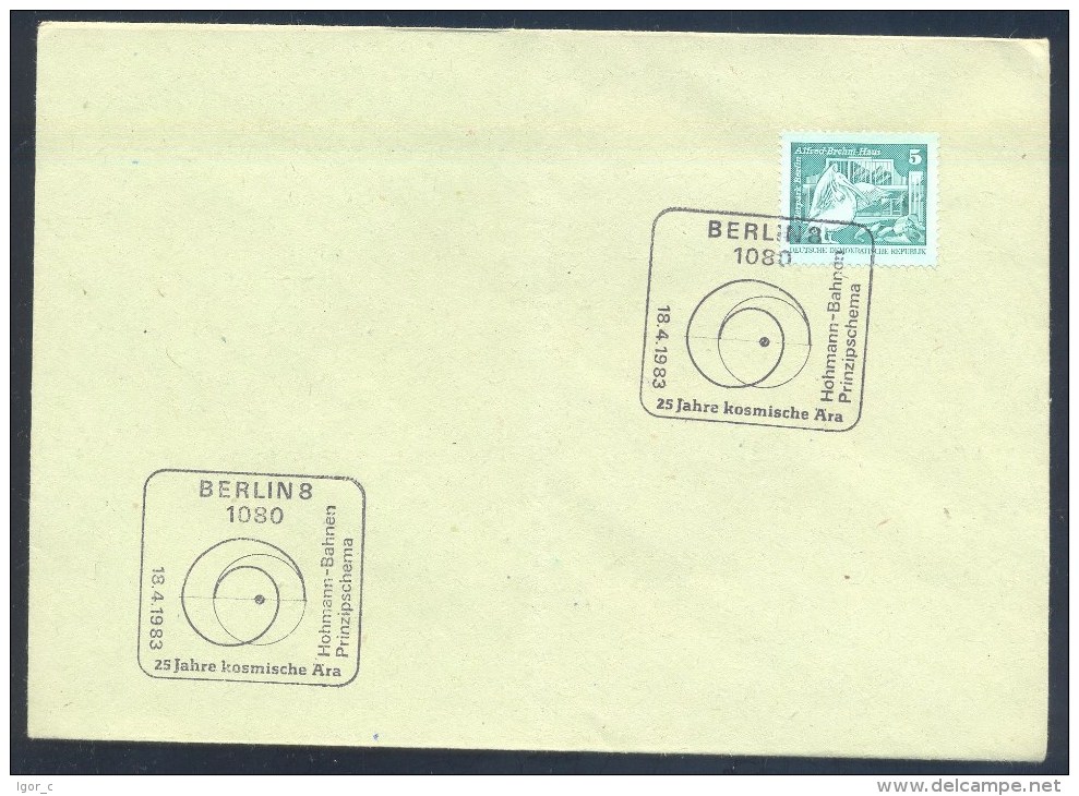 Germany Deutschland DDR 1983 Cover: Cosmos Weltraum; 25 Jahre Kosmisches Ära: Hohmann Bahnen Prinzipshema Cancellation - Europa