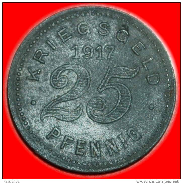 * LION★ GERMANY VELBERT ★ 25 PFENNIGS 1917 KRIEGSNOTGELD UNCOMMON! LOW START NO RESERVE! - Monetary/Of Necessity