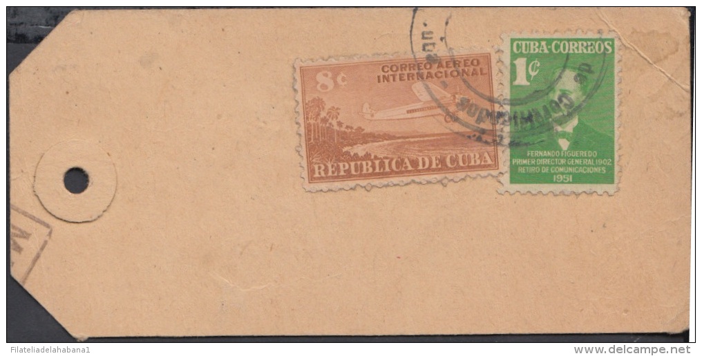 1951-H-11 CUBA. REPUBLICA. 1951. FERNANDO FIGUEREDO. ETIQUETA DE MUESTRA GRATUITA. FARMACIA. DRUG STORE. FREE SPECIMEN. - Cartas & Documentos