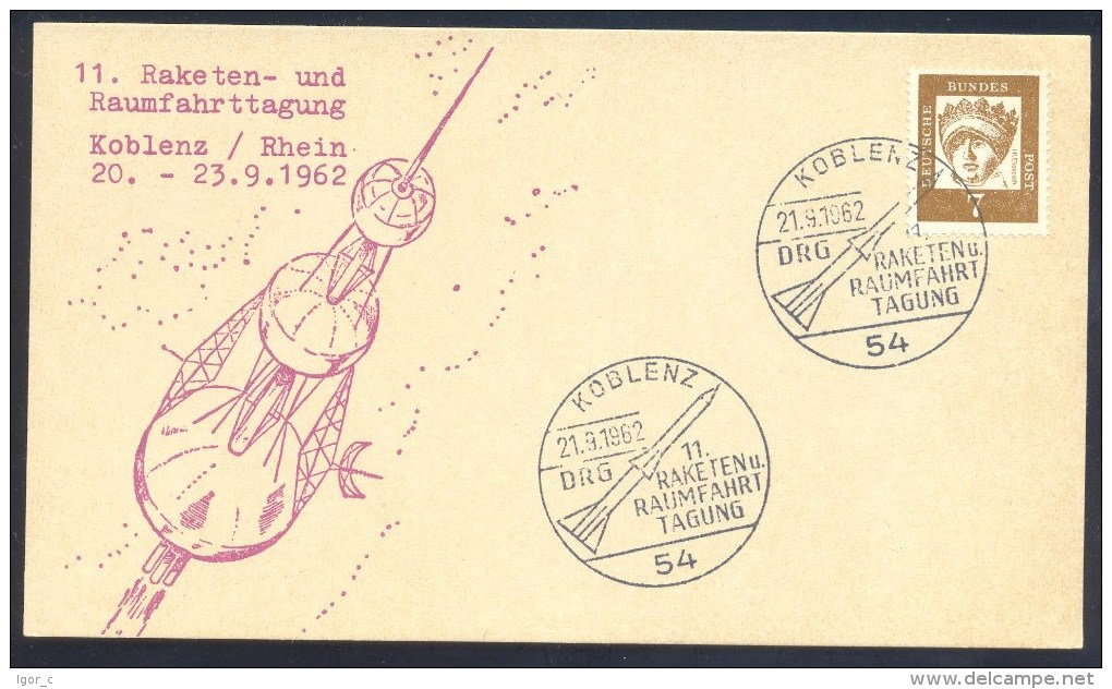 Germany Deutschland 1962 Card: Space Weltraum; DRG Raketen Und Raumfahrt Tagung Koblenz - Europe