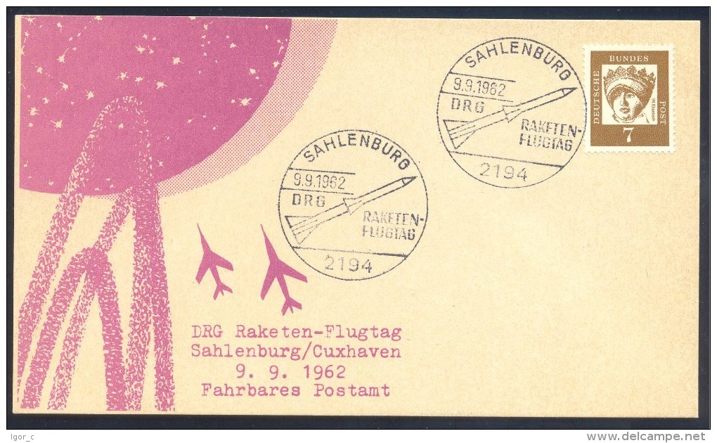 Germany Deutschland 1962 Card: Space Weltraum; DRG Raketen Flugtag Sahlenburg; Mobile Post - Europa