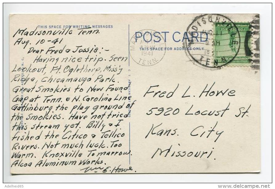 OE2/  1941 Holston And French Broad River Froming Tennessee River (Knoxville) Madisonville Double Postmark - Knoxville