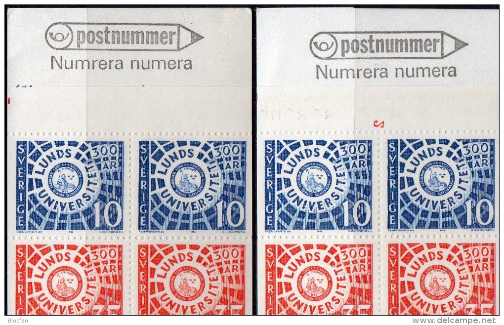 Uni Lund 1968 Schweden 605/6 In HBl.44/MH 17 I+II ** 7€ Siegel Mit Text Ad Utrumque Bloc Ms Se-tenant Booklet Bf Sverige - Variétés Et Curiosités