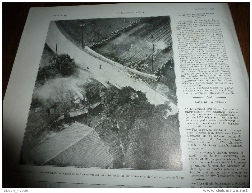 1928 L´ONDINE coulé;Furnes;Bruay;MONET; Abbaye de Lérins;PARIS-SAÏGON Auto;SERBIE;Opéra-comiq. tchèque;ZEPPELIN;Charfiel