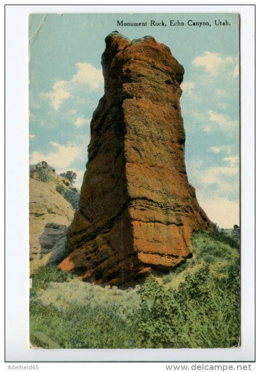 OE2/  1910 Monument Rock Echo Canyon Utah, Gorham Kansas Postmark To Larned Kansas - Monument Valley