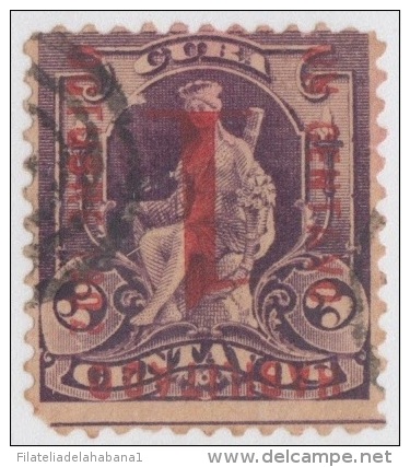 1902-26. CUBA. REPUBLICA. Ed.174. USED. 2c. HABILITADO 1c S. 2c. ERROR. FALSO. IMPRESIÓN INVERTIDA. INVERTED ENGRAVING. - Unused Stamps