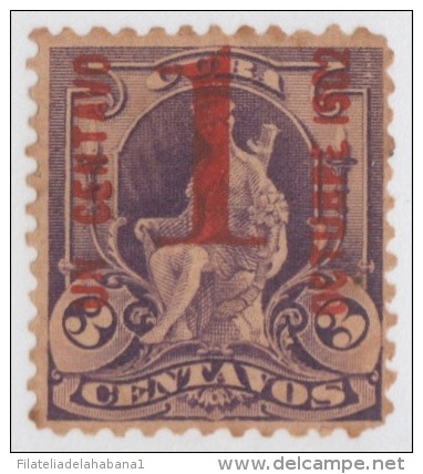 1902-28. CUBA. REPUBLICA. Ed.174. SIN GOMA. 2c. HABILITADO 1c S. 2c. ERROR. FALSO.  IMPRESIÓN DESPLAZADA. DISPLACED ENGR - Nuovi