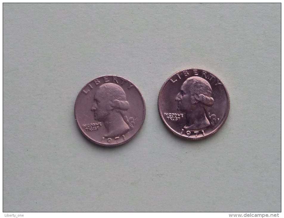 1971 & 1971 D - Quarter Dollar ($) Washington KM 164a ( Uncleaned / For Grade, Please See Photo ) !! - 1932-1998: Washington