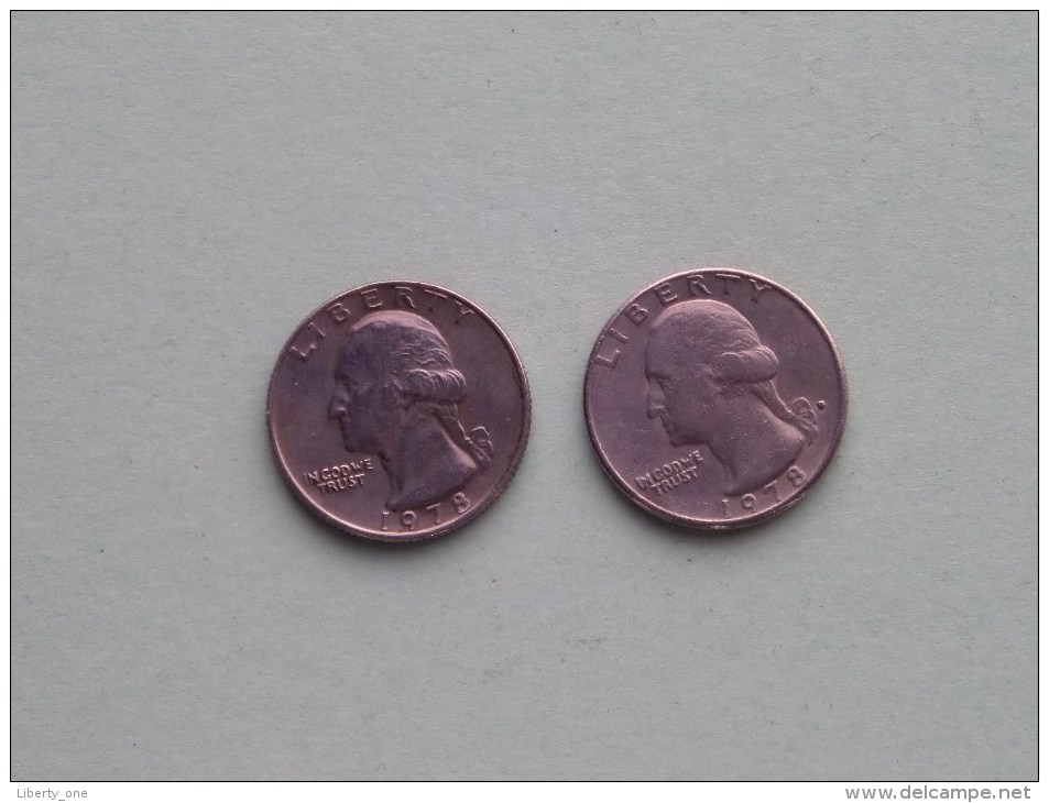 1978 & 1978 D - Quarter Dollar ($) Washington KM 164a ( Uncleaned / For Grade, Please See Photo ) !! - 1932-1998: Washington