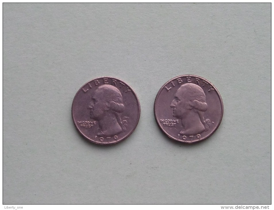 1979 & 1979 D - Quarter Dollar ($) Washington KM 164a ( Uncleaned / For Grade, Please See Photo ) !! - 1932-1998: Washington