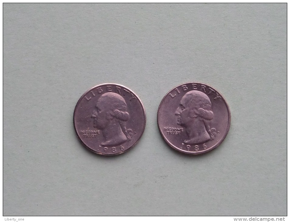 1986 P & 1986 D - Quarter Dollar ($) Washington KM 164a ( Uncleaned / For Grade, Please See Photo ) !! - 1932-1998: Washington