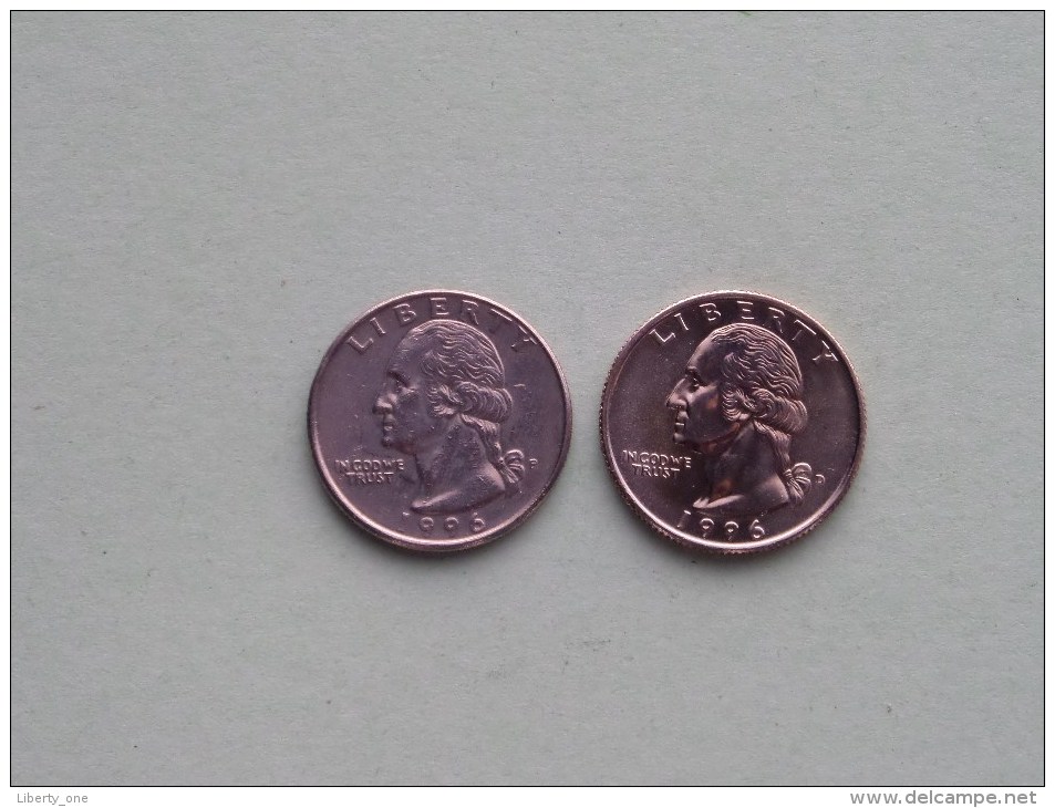 1996 P & 1996 D - Quarter Dollar ($) Washington KM 164a ( Uncleaned / For Grade, Please See Photo ) !! - 1932-1998: Washington