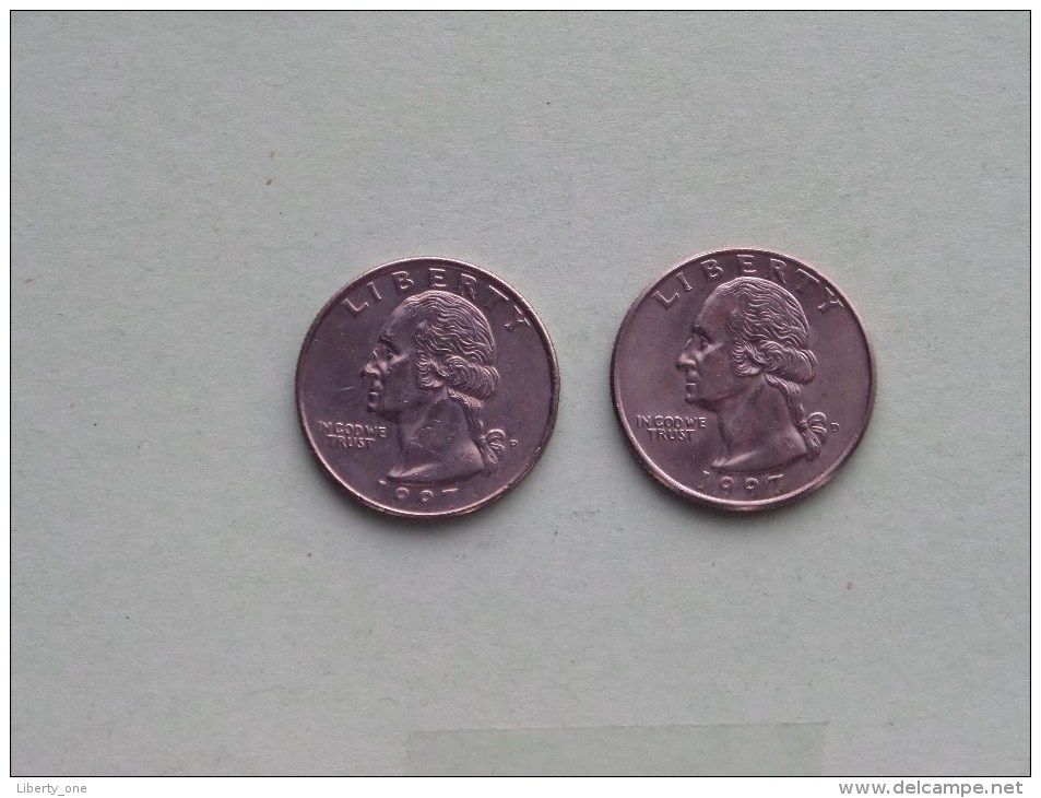 1997 P & 1997 D - Quarter Dollar ($) Washington KM 164a ( Uncleaned / For Grade, Please See Photo ) !! - 1932-1998: Washington