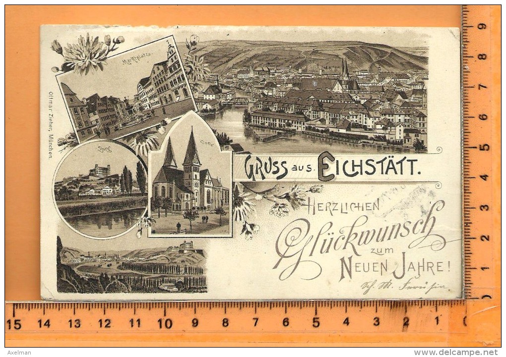 EICHSTÄTT: Gruss, Litho Multi Vues, Panorama, Marktplatz, Burg, Dom, - Eichstaett