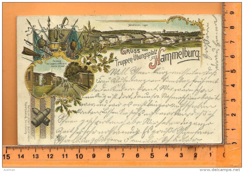 HAMMELBURG: Gruss Vom Truppen-Übungsplatz,litho Multi Vues, Nördliches Lager, Lagers U. Offiziers, ( Militaria ) - Hammelburg