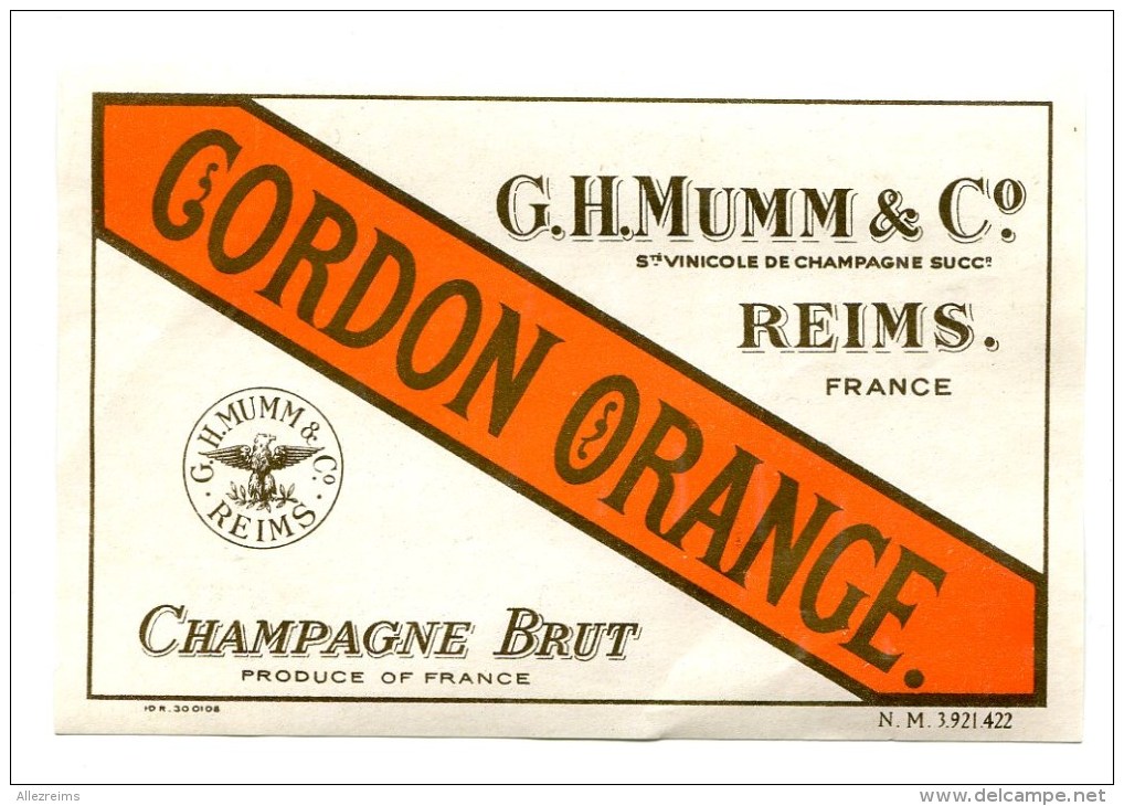 Etiquette Champagne  MUMM  Reims  Cordon  Orange  A  VOIR  !!!!!!! - Other & Unclassified