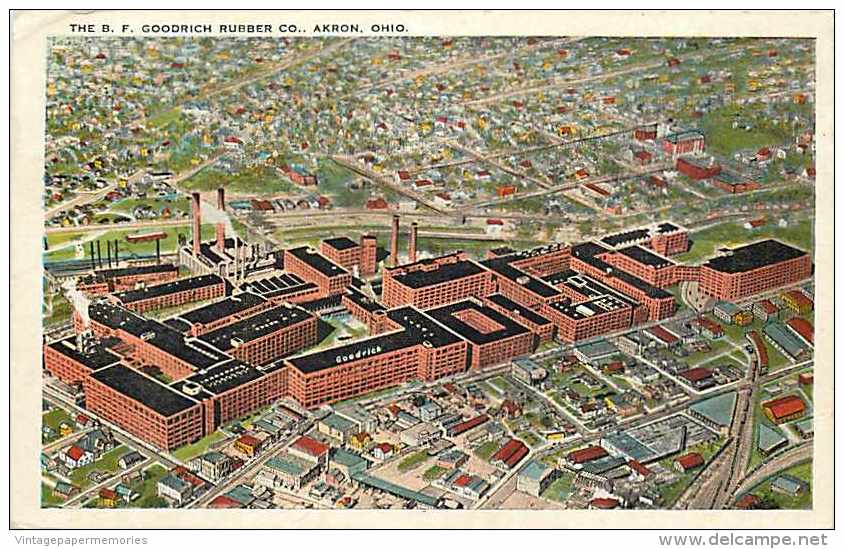 235177-Ohio, Akron, B.F. Goodrich Rubber Company Factory Buildings, Tire Plants, Akron Stationery No 13 By Curt Teich - Akron