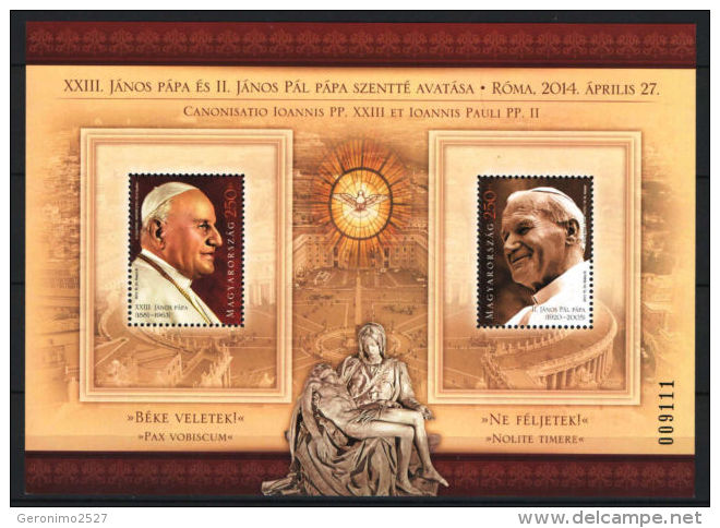 HUNGARY 2014 PEOPLE The Canonization Of POPE JOHN PAUL II  - Fine S/S MNH - Unused Stamps