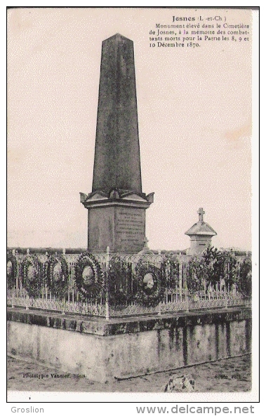 JOSNES (L ET CH) MONUMENT ELEVE DANS LE CIMETIERE DE JOSNES A LA MEMOIRE DES COMBATTANTS MORTS POUR LA PATRIE 1870 - Monuments Aux Morts