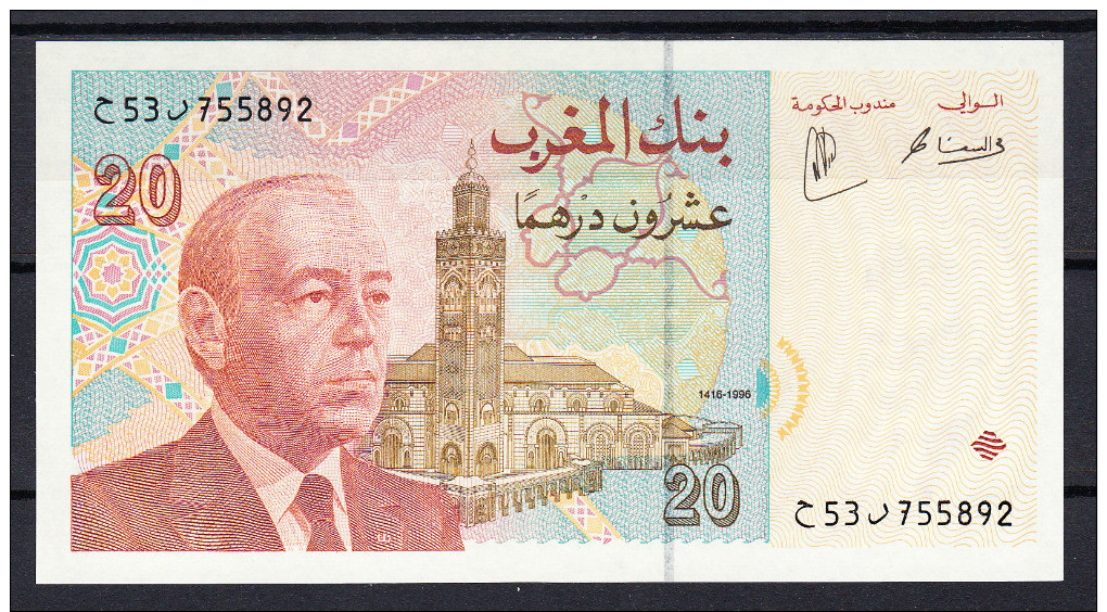 MARRUECOS 1996  20 DIRHAMS HASSAN II NUEVO SIN CIRCULAR UNCIRCULATED  PICK Nº 67 VER FOTO.B660 - Marruecos