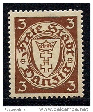 GERMANY, DANZIG,  1925, Hinged Stamp(s) ,Small  Coat Of Arms 3Pf,  MI 216,  #13338 - Ungebraucht