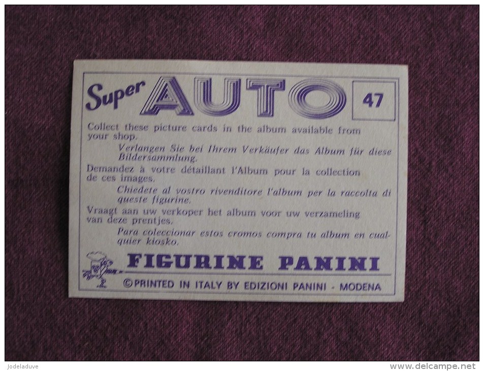 PANINI Super Auto Original Sticker N° 47 Alpha Romeo 33 Sc  Turbo Vignette Chromo Trading Card Vignette Cards Automobile - Edition Française