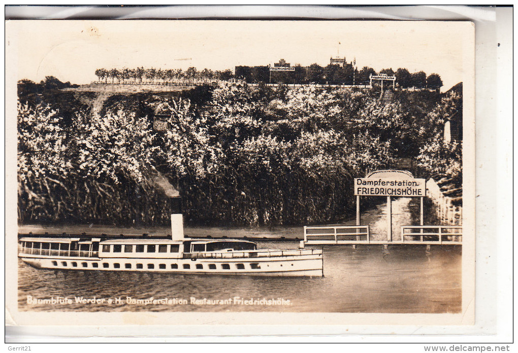 0-1512 WERDER, Dampferstation Restaurant Friedrichshöhe, 1929 - Werder